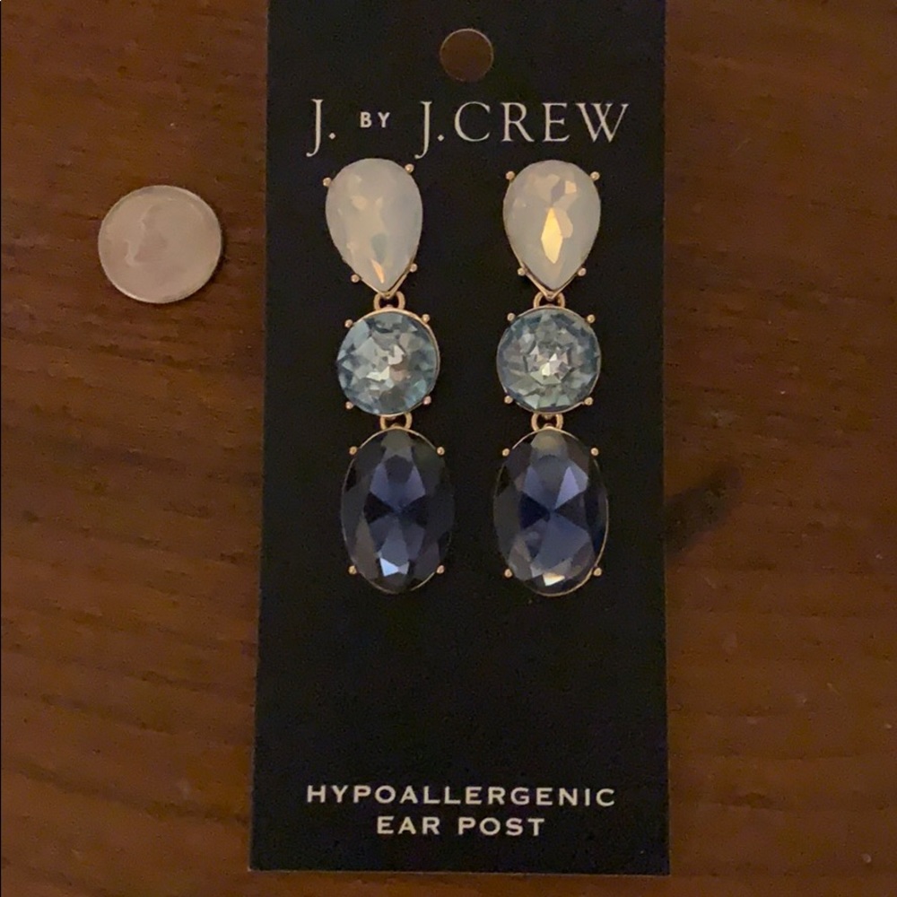 J Crew triple drop crystal statement earrings
